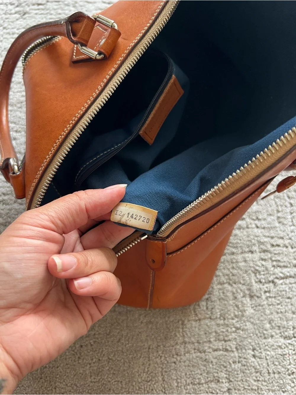Dooney & Bourke Cognac Leather Satchel, Vintage Made in Italy